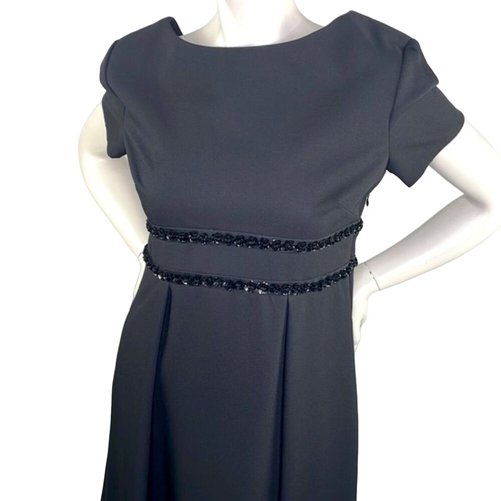 Liz Claiborne Night Classic Romantic Low Back MIDI High Waist Black Dress 10